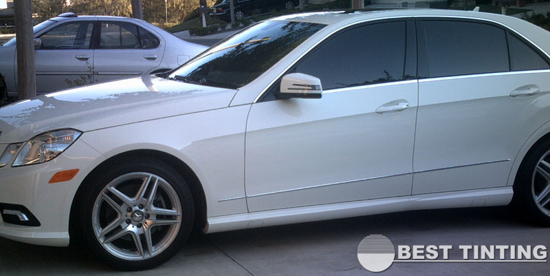 White Mercedes with Tinted Windows by Best Tinting